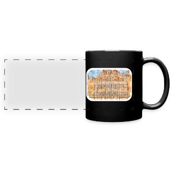 Jaipur Inde Aquarelle Esquisse Peinture Dessinée - Mug panoramique uni - noir - Devant