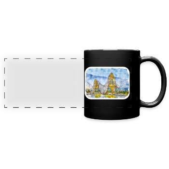 Cape Town South Africa Watercolor Sketch Drawn Pai - Full Colour Panoramic Mug - black - Front