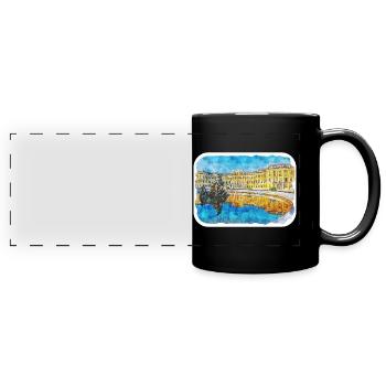 Vienna Austria Watercolor Sketch Painting - Full Colour Panoramic Mug - black - Front