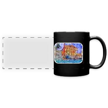 Vienna Austria Watercolor Sketch Painting - Full Colour Panoramic Mug - black - Front