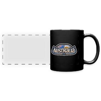 Australien Flagge Reise Souvenir Aufkleber Abzeichen Logo - Panorama-Tasse farbig - Schwarz - Vorne