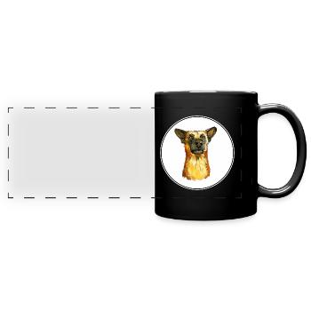 Chinook Dog Watercolor Sketch Illustration - Full Colour Panoramic Mug - black - Front