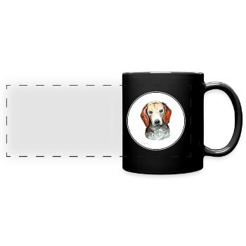 Estonian Hound Dog Aquarelle Art Illustration - Mug panoramique uni - noir - Devant