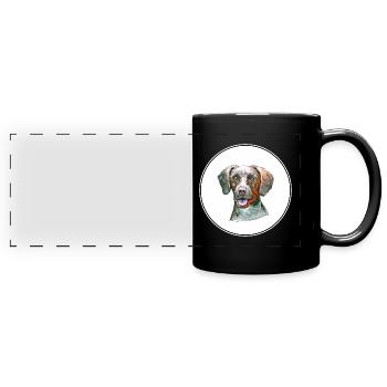 Pointer Dog Watercolor Sketch Illustration - Full Colour Panoramic Mug - black - Front