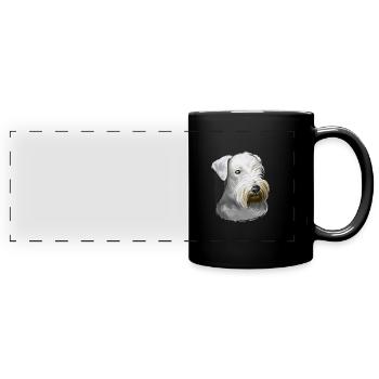 Cesky Terrier Dog Watercolor Sketch Illustration - Full Colour Panoramic Mug - black - Front