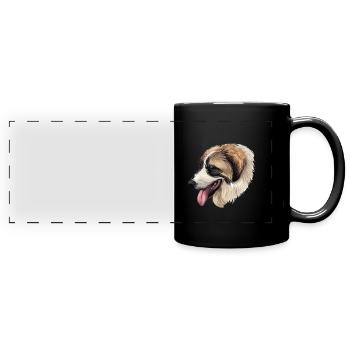 Tornjak Dog Watercolor Sketch Illustration - Full Colour Panoramic Mug - black - Front
