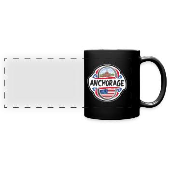 Anchorage USA Vereinigte Staaten Flagge Reisesouvenir B - Panorama-Tasse farbig - Schwarz - Vorne