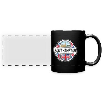 Southampton UK United Kingdom Flag Travel Souvenir - Full Colour Panoramic Mug - black - Front