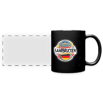 Saarbrucken Germany Flag Travel Souvenir Badge Sta - Full Colour Panoramic Mug - black - Front