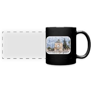 Marrakech Morocco Watercolor Sketch Illustration - Full Colour Panoramic Mug - black - Front