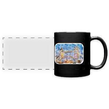 Uk Wahrzeichen Aquarell Skizze Gemälde Illustratio - Panorama-Tasse farbig - Schwarz - Vorne