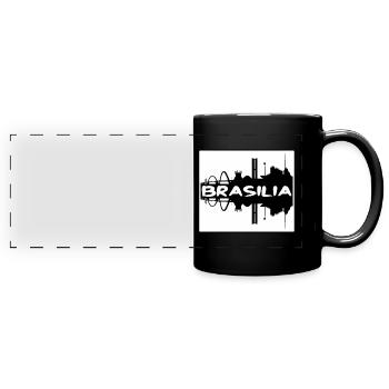 Brasilia Brazil Skyline Silhouette Travel Souvenir - Full Colour Panoramic Mug - black - Front