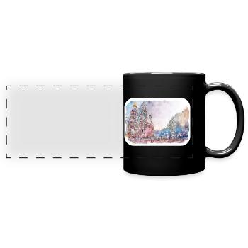 St. Petersburg Russland Aquarell Skizze Malerei - Panorama-Tasse farbig - Schwarz - Vorne