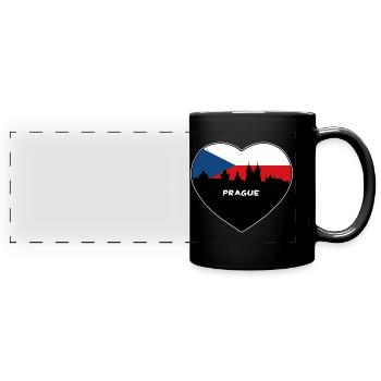 Flaggen-Skyline-Reise-Andenken Prags Tschechien - Panorama-Tasse farbig - Schwarz - Vorne