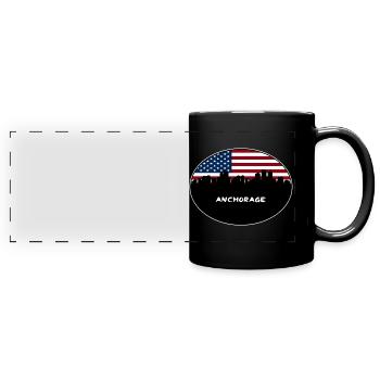 Anchorage Alaska USA Flagge Skyline Reise Souvenir - Panorama-Tasse farbig - Schwarz - Vorne