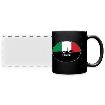 Venice Italy Flag Skyline Travel Souvenir - Full Colour Panoramic Mug - black - Front