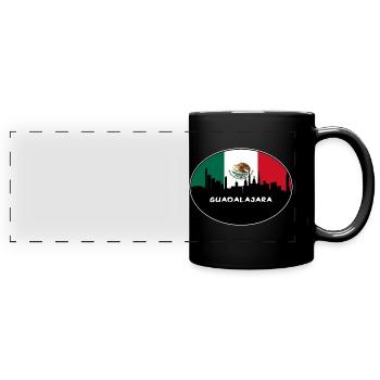 Guadalajara Mexico Flag Skyline Silhouette Travel - Full Colour Panoramic Mug - black - Front