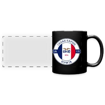 Cedar Rapids Iowa Flagge USA Reise Souvenir Abzeichen - Panorama-Tasse farbig - Schwarz - Vorne