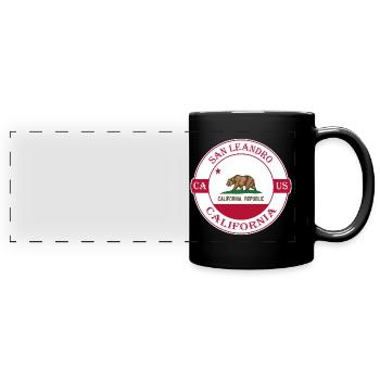 San Leandro California Flagge USA Souvenir Abzeichen - Panorama-Tasse farbig - Schwarz - Vorne