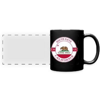 South Gate California Flag USA Souvenir Badge - Full Colour Panoramic Mug - black - Front