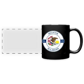Decatur Illinois Flagge USA Reise Souvenir Abzeichen - Panorama-Tasse farbig - Schwarz - Vorne