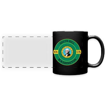 South Hill Washington Flag USA Souvenir Badge - Full Colour Panoramic Mug - black - Front