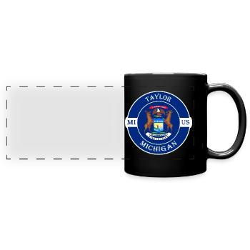 Taylor Michigan Flagge USA Reise Souvenir Abzeichen - Panorama-Tasse farbig - Schwarz - Vorne