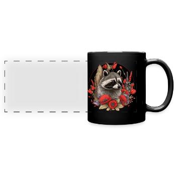 Waschbär Waldtiere - Panorama-Tasse farbig - Schwarz - Vorne