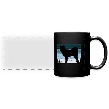 Canadian Eskimo Dog Love Silhouette Vintage Sunset - Mug panoramique uni - noir - Devant