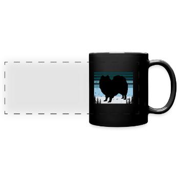 Indian Spitz Dog Lover Silhouette Vintage Sunset - Mug panoramique uni - noir - Devant