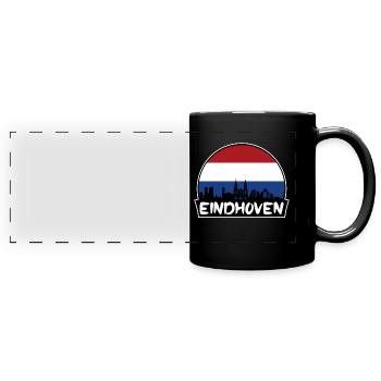 Eindhoven Pays-Bas Flag Skyline Silhouette - Mug panoramique uni - noir - Devant