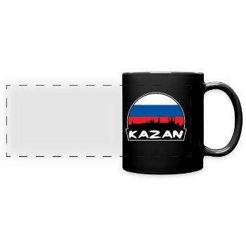 Kazan Russie Flag Skyline Silhouette Voyage - Mug panoramique uni - noir - Devant
