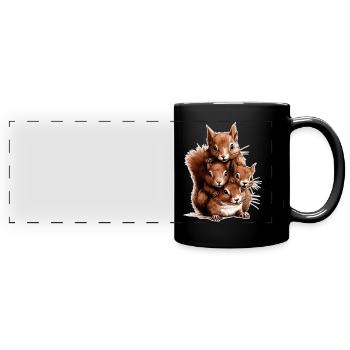 Écureuil - Mug panoramique uni - noir - Devant