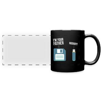 Ordinateur de disquette drôle des années 90 USB - Mug panoramique uni - noir - Devant