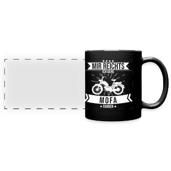 Mofa Moped Roller Motorrad Retro Spruch - Panorama-Tasse farbig - Schwarz - Vorne