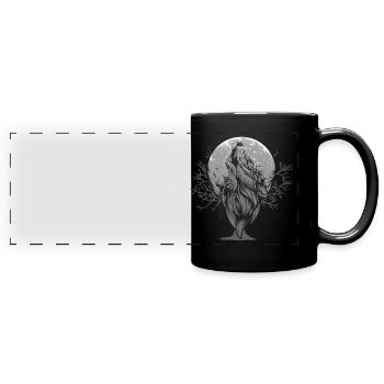 Werwolf Wolf Vollmond Geschenke - Panorama-Tasse farbig - Schwarz - Vorne