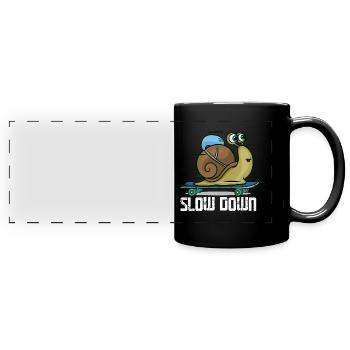 Slow Down Escargot skateboard - Mug panoramique uni - noir - Devant