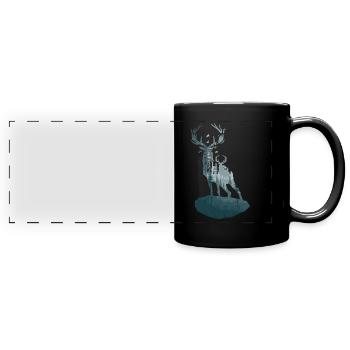 Hirsch Reh Silhouette Tierdesign - Panorama-Tasse farbig - Schwarz - Vorne
