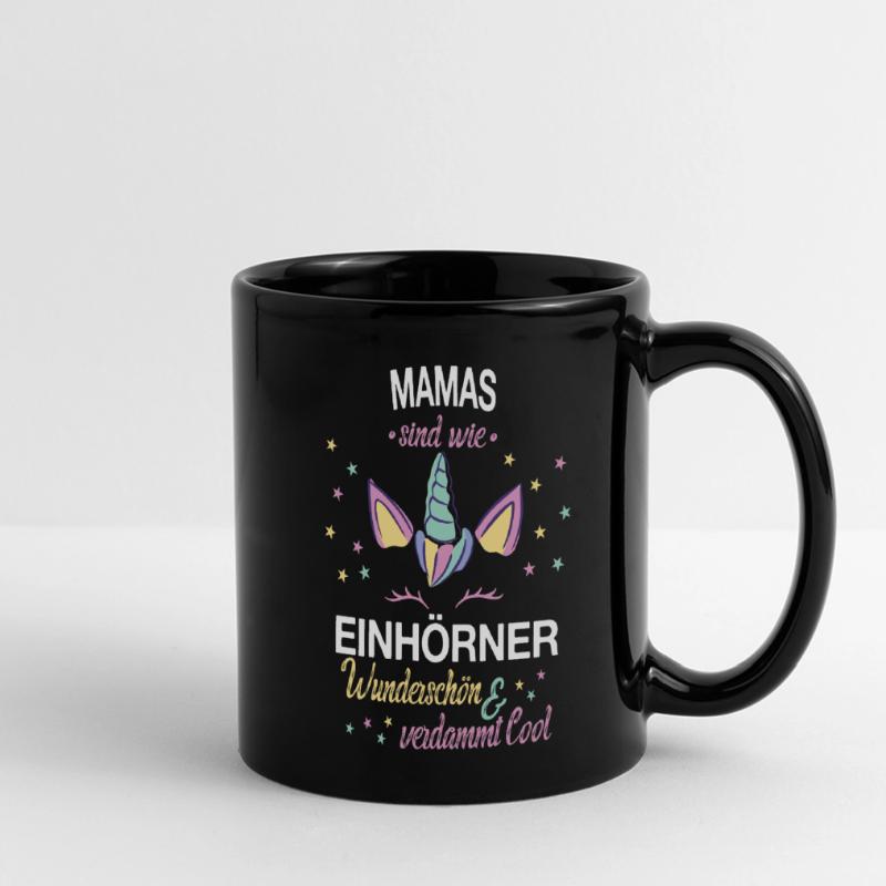 Mama Mutter Beste Mama Eltern Einhorn Spruch Panorama-Tasse farbig