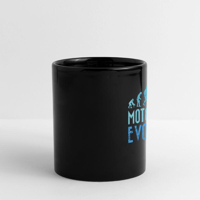 Motorradfahrer Evolution Mensch Entwicklung Panorama-Tasse farbig