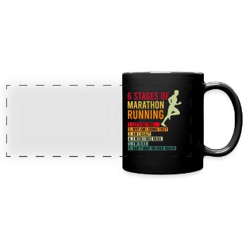 Marathon course cadeau 6 étapes demi-marathon - Mug panoramique uni - noir - Devant