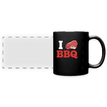 Meat Love Grilled Lover Heart Men - Full Colour Panoramic Mug - black - Front