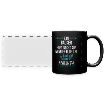Bäcker Bäckerin Bäckerei Beruf Spruch - Panorama-Tasse farbig - Schwarz - Vorne