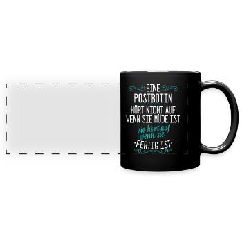Postbotin Briefträgerin Post Paketdienst Spruch - Panorama-Tasse farbig - Schwarz - Vorne