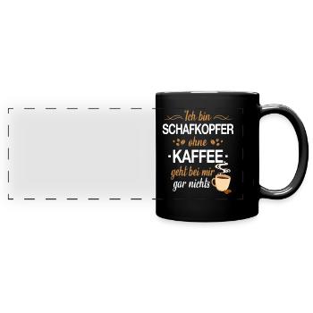 Schafkopfen Schafkopf Kartenspiel Spruch - Panorama-Tasse farbig - Schwarz - Vorne