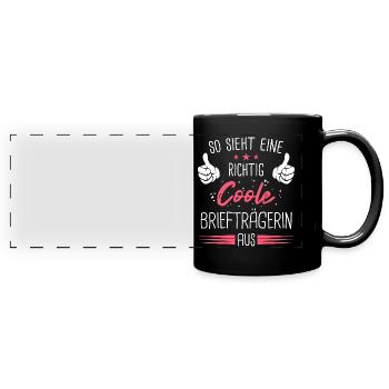 Briefträgerin Postbotin Paketdienste Beruf Spruch - Panorama-Tasse farbig - Schwarz - Vorne
