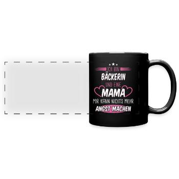 Bäcker Bäckerin Bäckerei Beruf Spruch - Panorama-Tasse farbig - Schwarz - Vorne