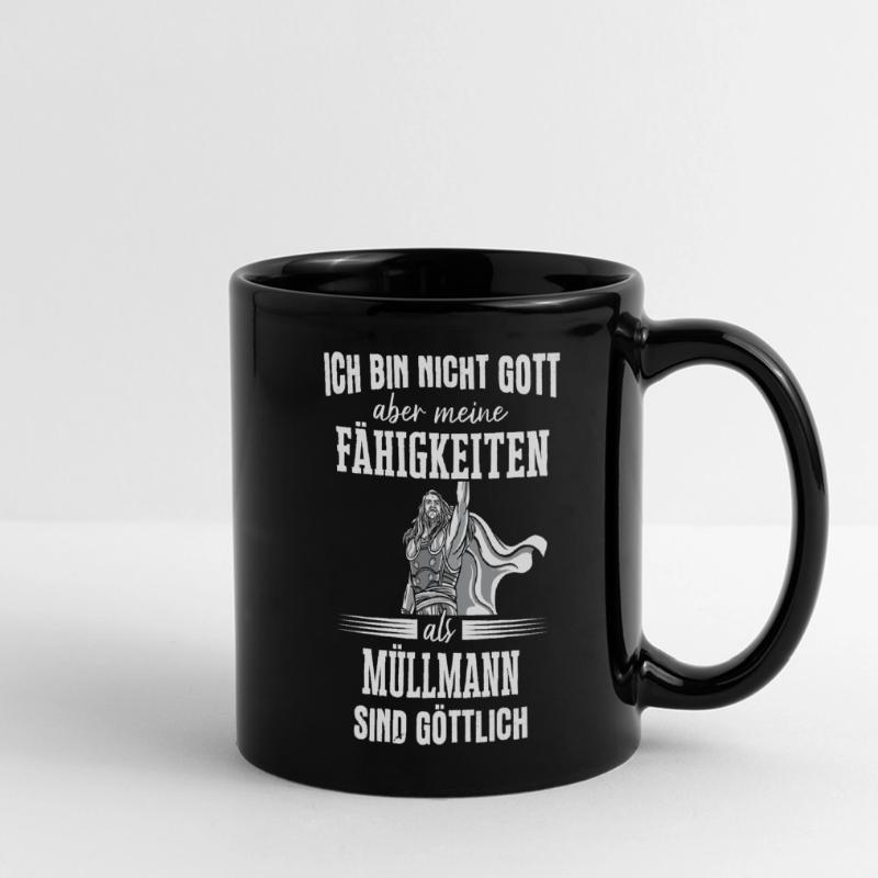 Müllmann Müllmänner Müllabfuhr Beruf Spruch Panorama-Tasse farbig