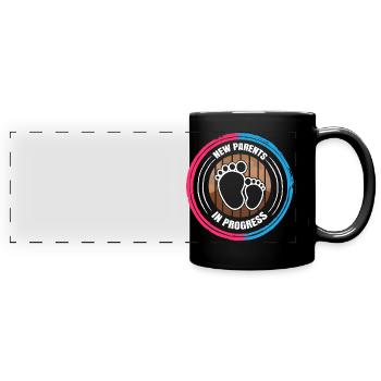 Werdender Papa und werdende Mama Baby Vorhersage - Panorama-Tasse farbig - Schwarz - Vorne