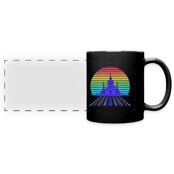 Paysage urbain rétro-futuriste - Mug panoramique uni - noir - Devant